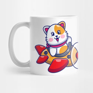 Cute baby cat driving plane cartoon Mug